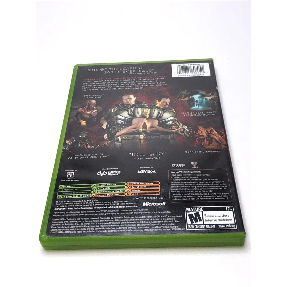Doom 3 (Microsoft Original Xbox) Complete CIB -‎ Tested!